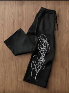 ブラック ワイドパンツ ゴムウエスト2着セット