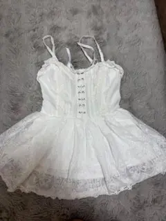 LIZLISA ホワイト フリルキャミワンピース コルセット　コットン LIZLISA ホワイト フリルキャミワンピース コルセット コットン