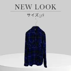美品 NEW LOOK ブルー チェック 長袖シャツ サイズ38 羽織りのサムネイル