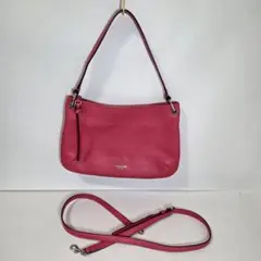 【美品】COACH コーチ 2WAY ショルダーバッグ ピンク レザー