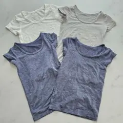 ユニクロ ヒートテック UネックT(半袖) 80サイズ ブルー グレー ホワイト