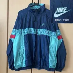 NIKE ナイキ 90s USA製 ナイロンジャケット 背面刺繍ビックロゴ　XL