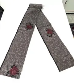 大島紬 はぎれ 薔薇柄ブラウン 19×210cm