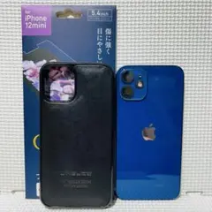 ケース、フィルム付　iPhone12mini 64GB blue