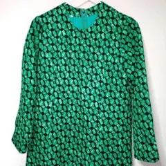 ロングワンピース　 ヴィンテージ 古着　グリーン　昭和レトロ