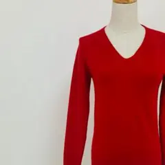 【極美品】ガリャルダガランテ 高級カシミヤ100%Vネックニット 赤 レッド