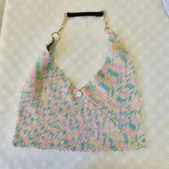 ハンドメイド かぎ編みバッグ パステルカラー 春夏 ショルダーバッグ