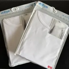 未着用 ユニクロAIRism クルーネック半袖Tシャツ Sサイズ 2枚セット