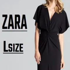ZARA BASIC　リトル・ブラック・ツイストノット　Vネックドレス