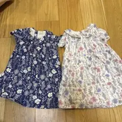 petit main フラワープリント 半袖ワンピース 90