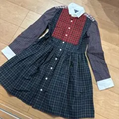 ポロラルフローレン　ブラックチェック柄長袖ワンピース　7T