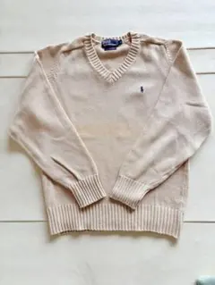 訳あり Polo by Ralph Lauren ベージュ Vネックセーター M