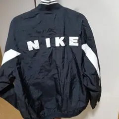 90s NIKE ハーフジップ ナイロンジャケット デカロゴ黒L