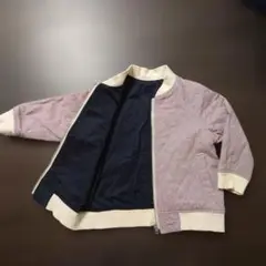 リバーシブルブルゾン ジャケット チェック キルティング 紫 黒 95-100