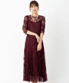 SNIDEL スナイデル　バックデザインレースオケドレス　ワインレッド　サイズ1