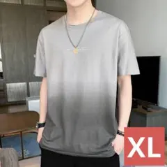 メンズTシャツ半袖トップス（グレーXLサイズ）春夏シンプルプリント洋服055