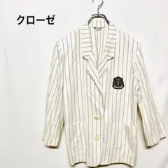 クローゼ　ストライプ テーラードジャケット エンブレム付き　長袖　ポケット