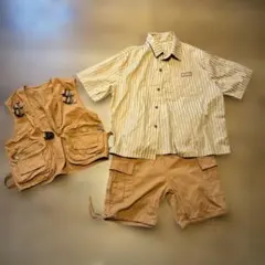 ヒップホップ衣装　キッズダンス　シャツ半ズボンベストのセット