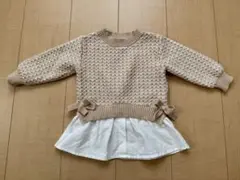 ベージュ ニット トップス　petit main 80cm