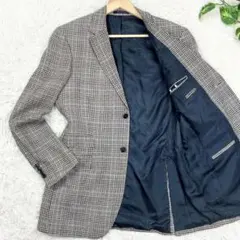 美品　ランズエンド　シルク100％　ツイード　英国グレンチェック　アンコン　XLのサムネイル