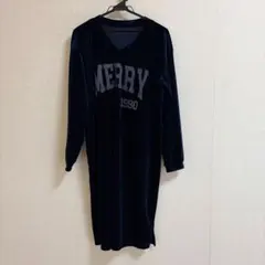 ネイビー ベロア ワンピース　SHEIN Mサイズくらい