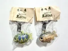 木のおくりもの 魚 ストラップ 2点セット 日本製 木