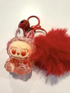 ラブブ　キーホルダー レッド ウォーター　ファーチャーム付き