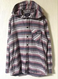 00s OLD UNIQLO ボーダー柄 フランネルシャツ パーカー M レア