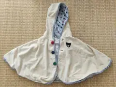 ミキハウス　フード付きベビーポンチョ ベージュ FREE