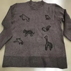 タグ無し新品未使用　動物柄　ラウトブラウン　長袖ニットセーター