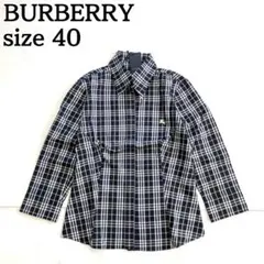 タグ付き新品★BURBERRYロンドン 7分袖シャツ ロゴ刺繍 ノバチェック40