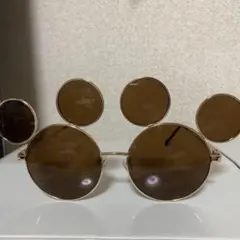 ディズニー ミッキー サングラス ファッション ブラウン×ゴールド 完売