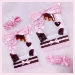 硬質ケース 2点ペアセット ♡ みるくチョコギンガムリボン