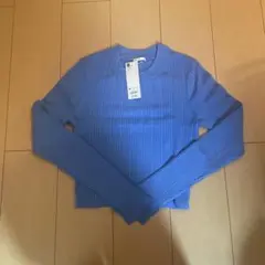 新品未使用タグ付き✨　GU ブルー リブ編み 長袖ニット M 価格交渉可能