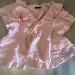 ZARA フリルブラウス ピンク Sサイズのサムネイル