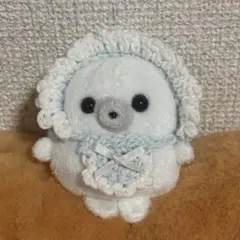 ミニビーンズ あざらし ぬい服 被り物 ハンドメイド スタイ付きフリルボンネット