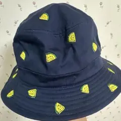 スイカ柄 刺繍 バケットハット ネイビー 54cm ナルミヤ・インターナショナル