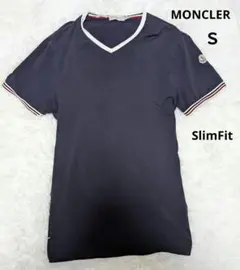 ■MONCLER■ネイビーメンズ袖トリコロールTシャツ Ｓ ：Slim Fit