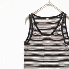 UNIQLO 　ストライプ 　タンクトップ 　綿100% M 白　黒