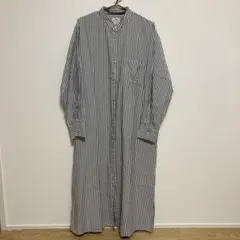 コーエン　バンドカラー　ストライプシャツワンピ