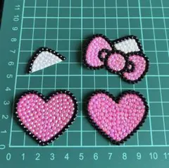 【翌日発送可能】うちわデコ パーツ ねこ耳ピンク4点セット