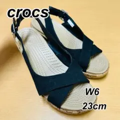 クロックス　アレイリネン コルク ラップウェッジ厚底サンダル