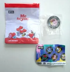 BT21 ジッパーバッグ アクリルステッカー セット 非売品 ノベルティ