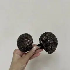 スパンコールブラウンラウンドヘアピン