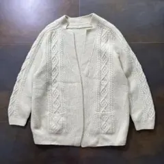 て*ま様 ユーロ古着　ノーカラー・ニットカーディガン　フィッシャーマン　アラン