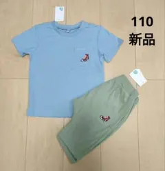 新品 ＊ 【110】 Tシャツ　ハーフパンツ　2枚セット　水色　グリーン