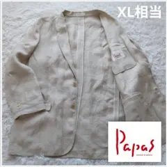 美品 パパス PAPAS テーラードジャケット リネン100% 麻 XL相当
