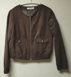 ブラウン ノーカラージャケット