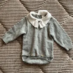 バースデイ　コトリ　Cottoli ニットロンパース スカラップ襟　リボン