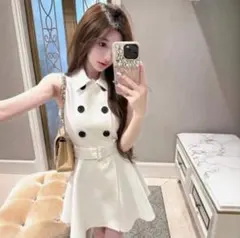 フロントボタンワンピース　白　sheinのサムネイル